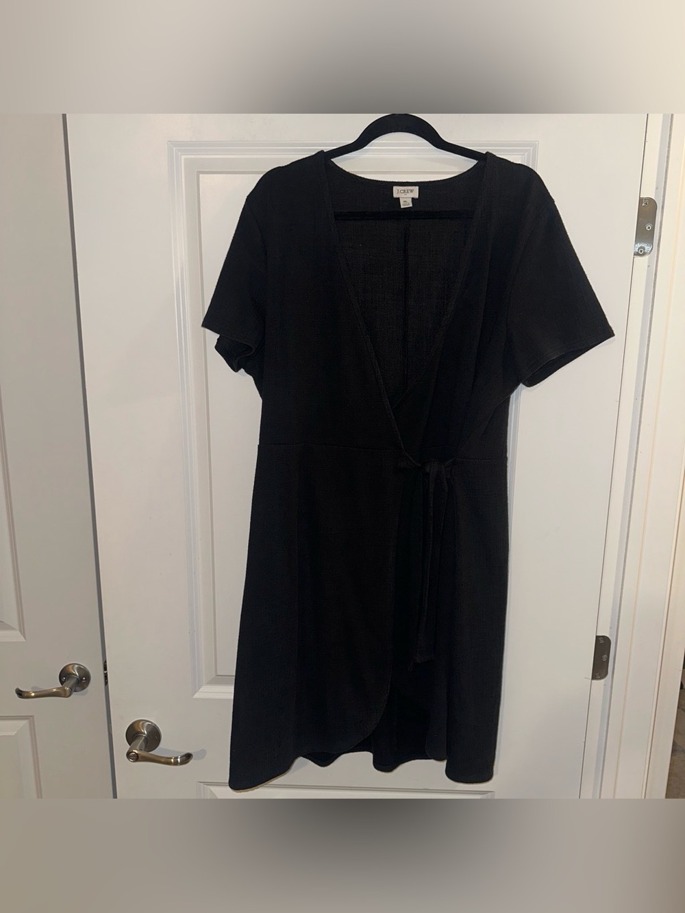 J. Crew Black Short-Sleeve Wrap Dress